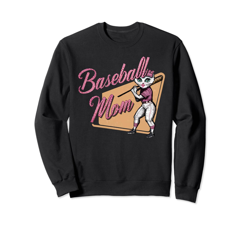 Womens Baseball Mom Mama Sweatshirt - Casual Everyday Wear Men Women - T-Shirt, Sweatshirt, Hoodie