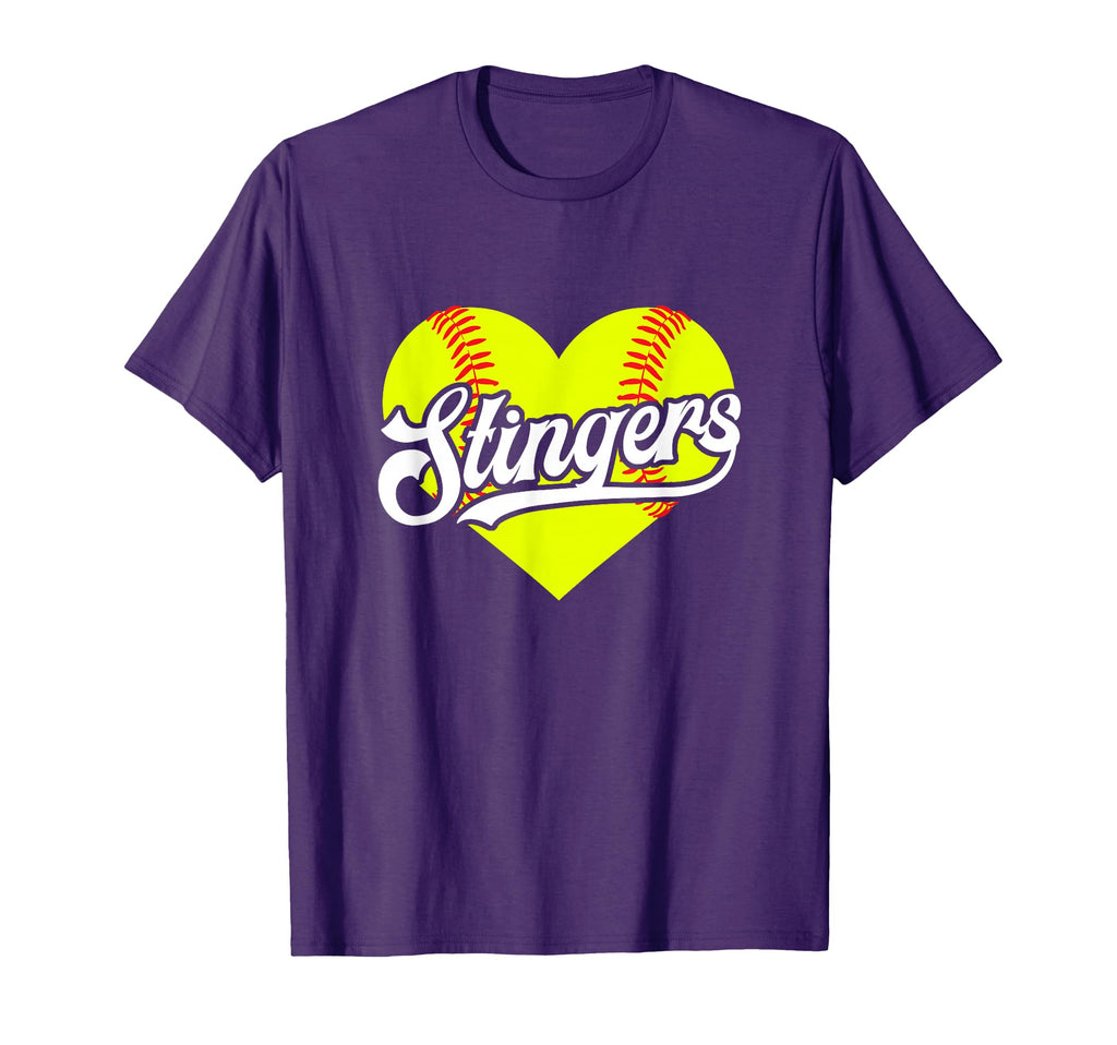 Softball Heart Stingers Team T T-Shirt - Casual Everyday Wear for Adults - T-Shirt, Sweatshirt, Hoodie