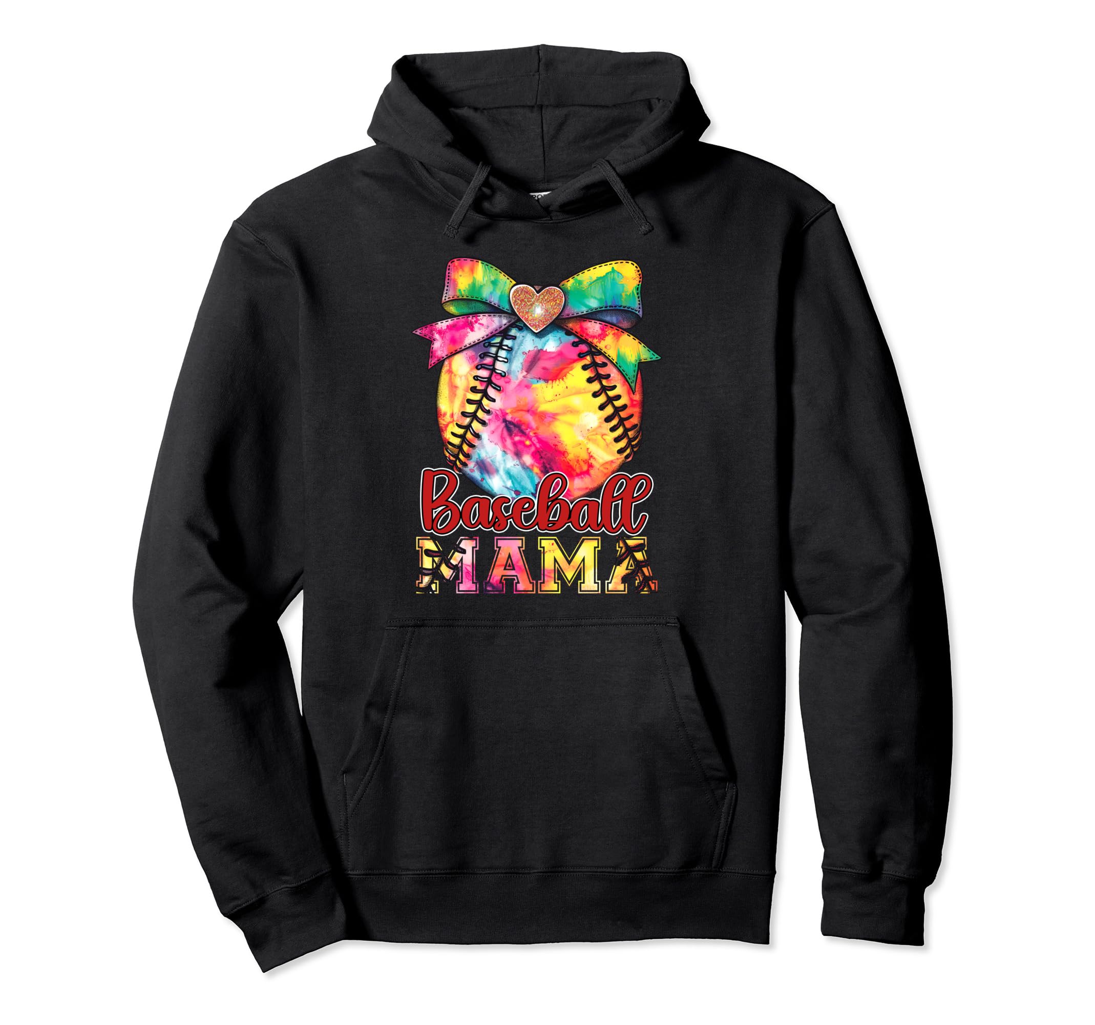 Baseball Mama Colorful Tie Dye Baseball Hoodie - Trendy Graphic Men Women - T-Shirt, Sweatshirt, Hoodie