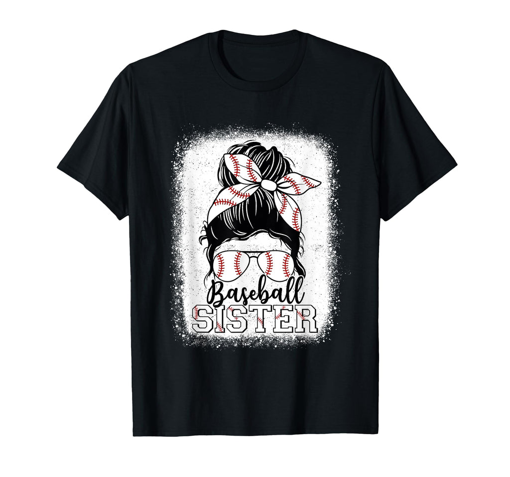 Baseball Sister Messy Bun Glasses T-Shirt - Minimalist Print Men Women - T-Shirt, Sweatshirt, Hoodie