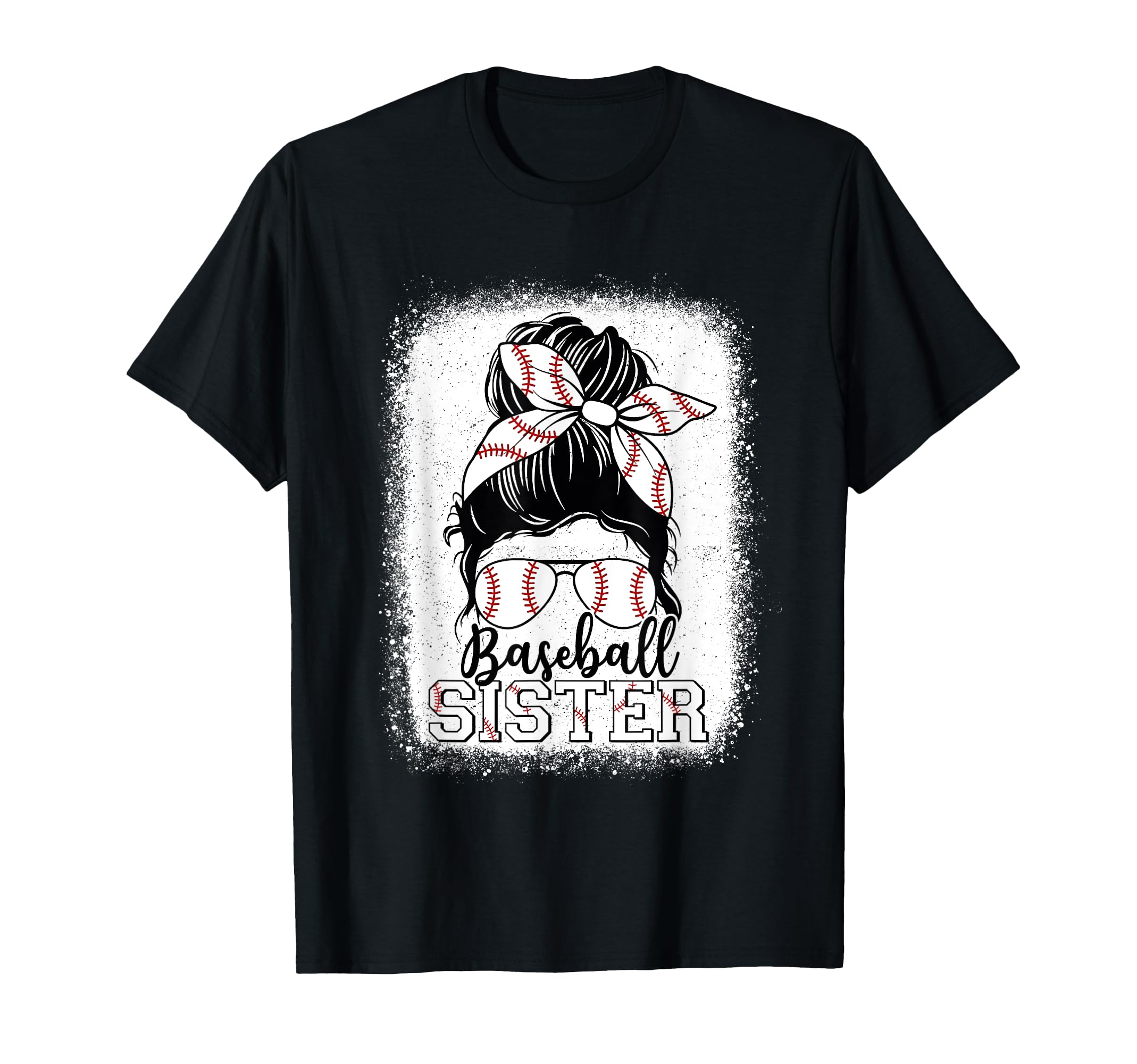 Baseball Sister Messy Bun Glasses T-Shirt - Minimalist Print Men Women - T-Shirt, Sweatshirt, Hoodie