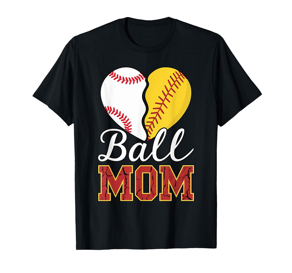 Baseball Softball Mom Sports Heart T-Shirt - Minimalist Print Men Women - T-Shirt, Sweatshirt, Hoodie