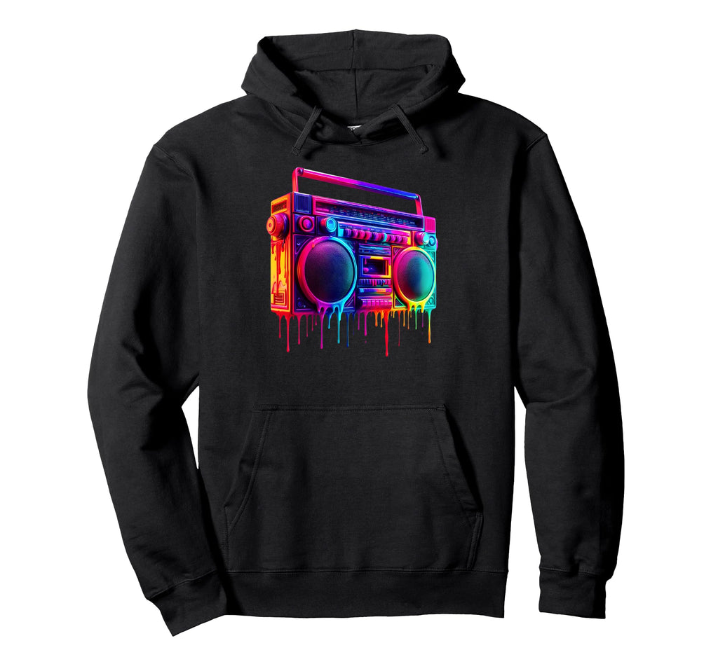 Dripping Paint Boombox Old School Hoodie - Aesthetic Graphic for Adults - T-Shirt, Sweatshirt, Hoodie