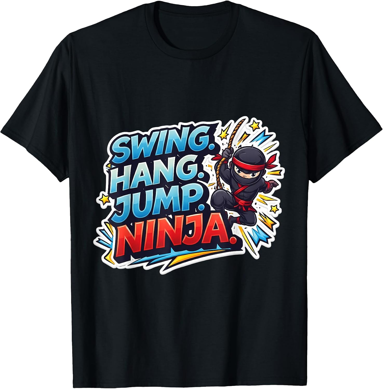 Swing Hang Jump Ninja Boys Kids Playing Merch - Adult & Kids T-Shirts, Sweatshirts & Hoodies apparel design preview 1