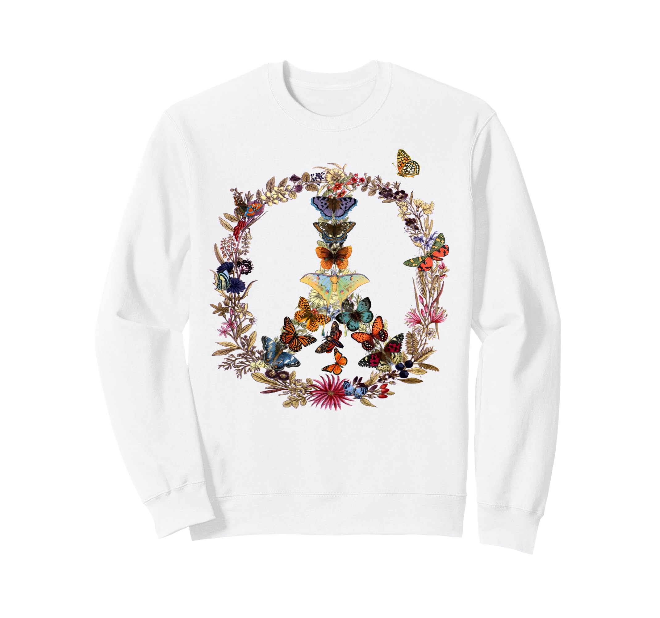 Peace Sign Butterflies Flowers Sweatshirt - Fun Novelty Design for Adults - T-Shirt, Sweatshirt, Hoodie