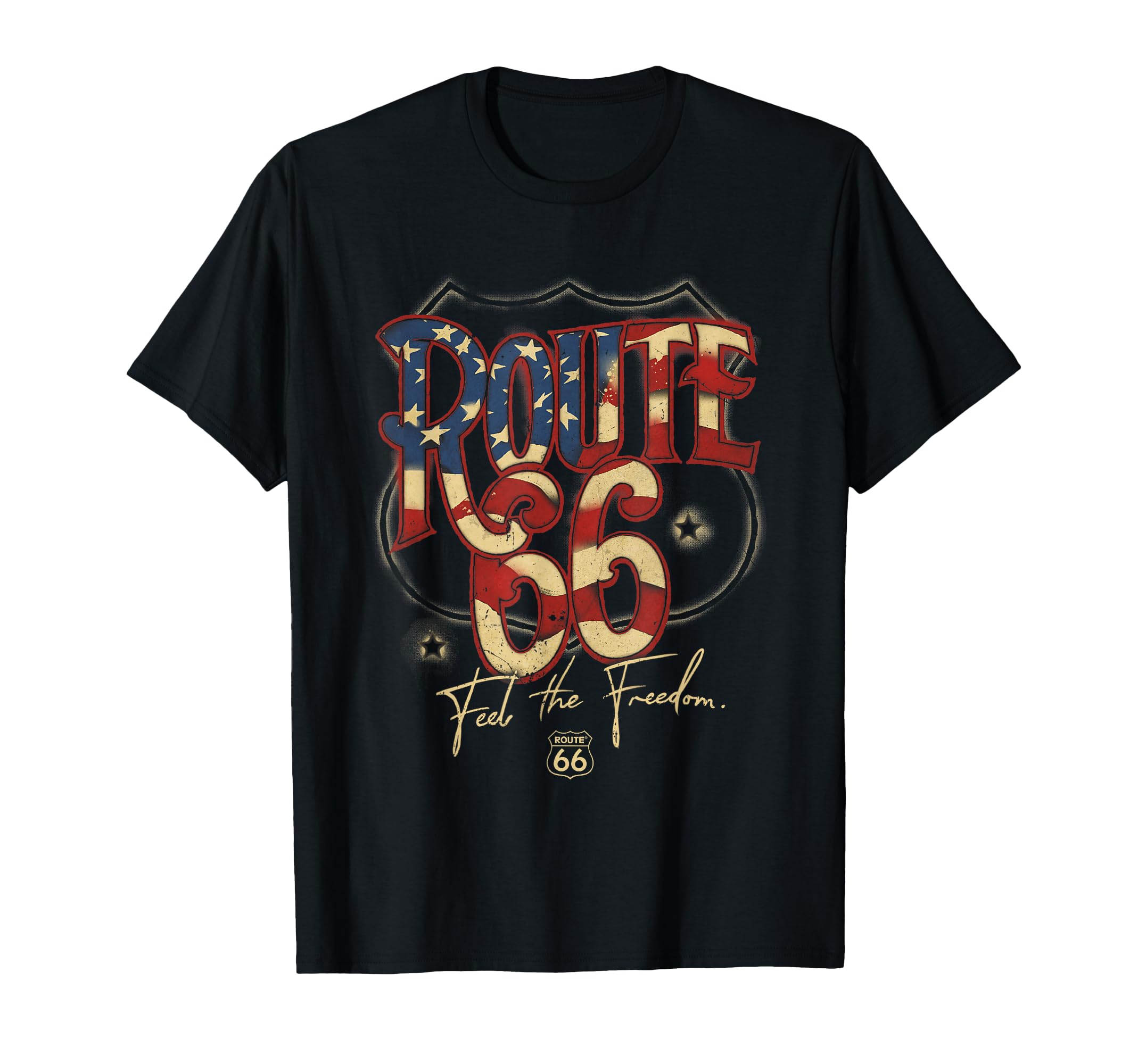 Route 66 Us Flag Text T-Shirt - Streetwear Style for Adults - T-Shirt, Sweatshirt, Hoodie