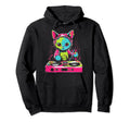 Kawaii Cat Dj Japanese Edm Y2K Aesthetic Hoodie - Custom Art Print Unisex - T-Shirt, Sweatshirt, Hoodie