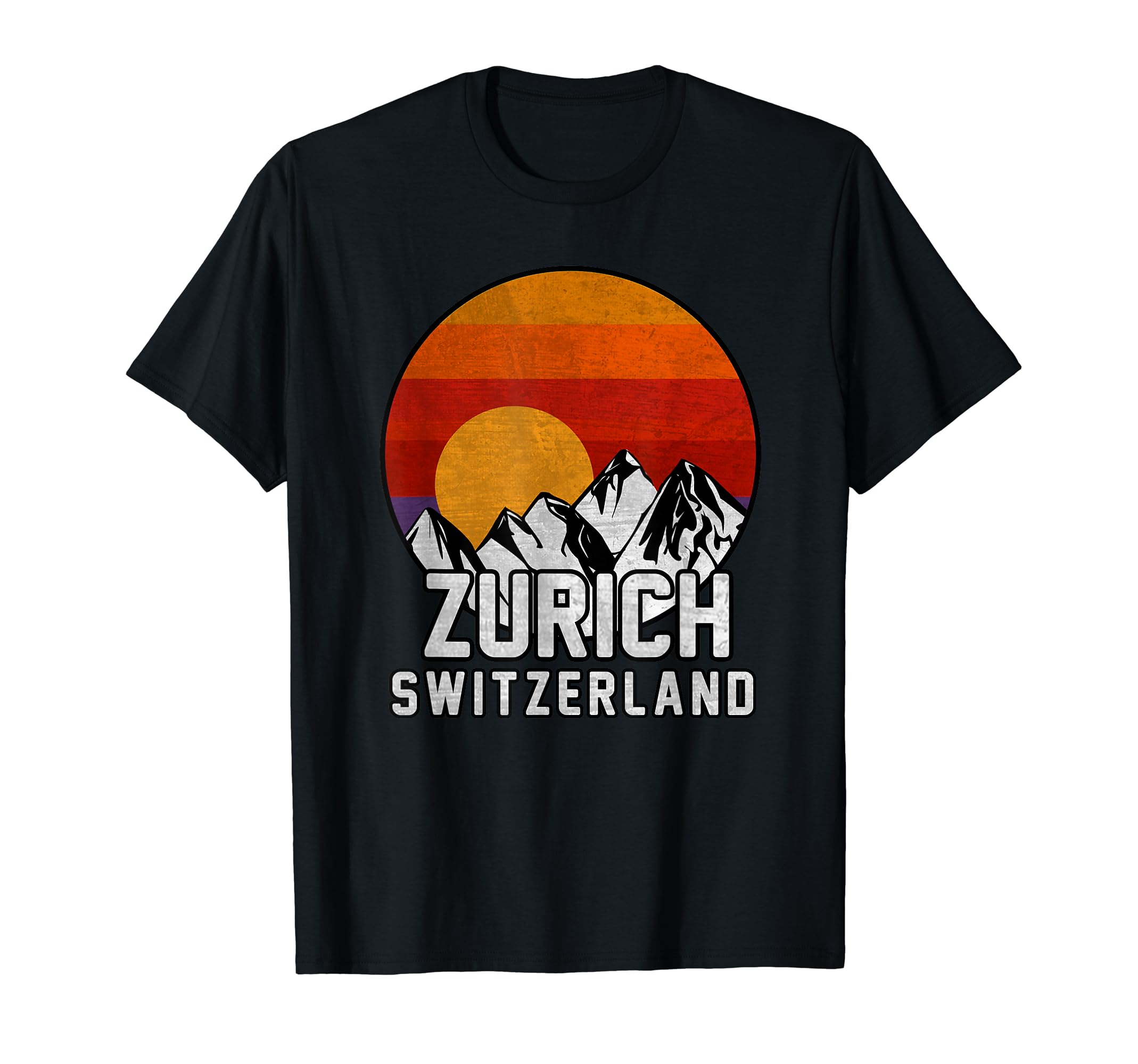 Zurich Switzerland Mountain Sunset T-Shirt - Minimalist Print Men Women - T-Shirt, Sweatshirt, Hoodie