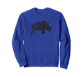 White Rhinoceros Distressed White Sweatshirt - Aesthetic Graphic Unisex - T-Shirt, Sweatshirt, Hoodie