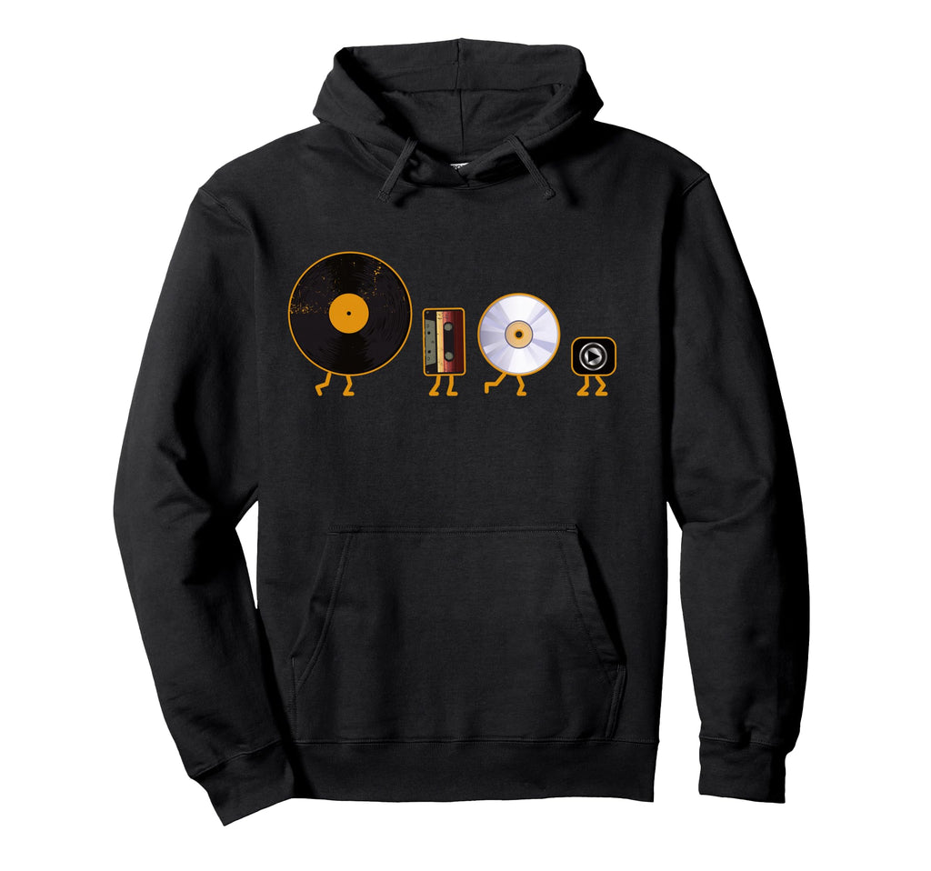 Never Forget Vinyl Record Cassette Cd Hoodie - Graphic Print for Adults - T-Shirt, Sweatshirt, Hoodie