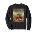 Cowboy Riding Angry Bull Western Sweatshirt - Minimalist Print for Adults - T-Shirt, Sweatshirt, Hoodie