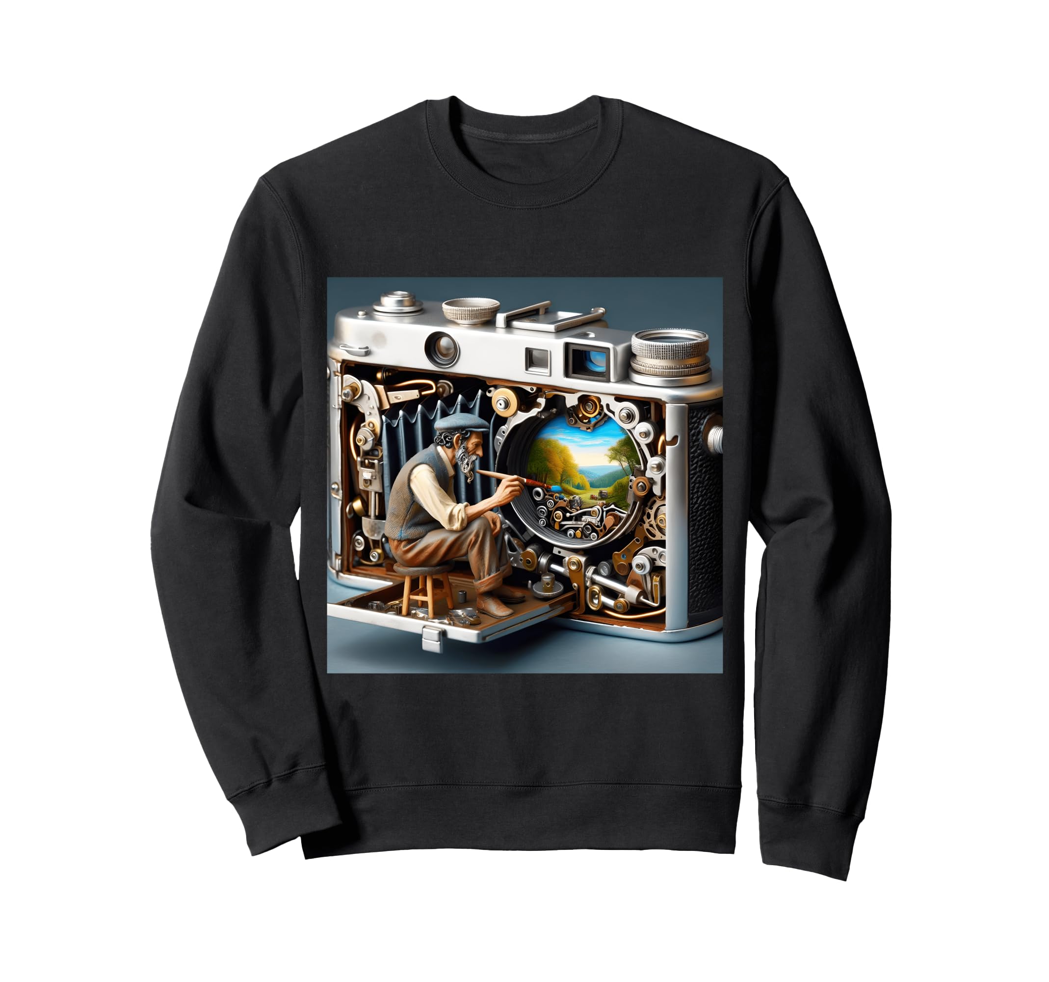 Fantasy Camera Painting Landscape Sweatshirt - Unique Graphic for Adults - T-Shirt, Sweatshirt, Hoodie