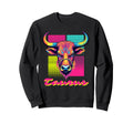 Taurus Bull Neon 80S Vaporwave Sweatshirt - Custom Art Print for Adults - T-Shirt, Sweatshirt, Hoodie