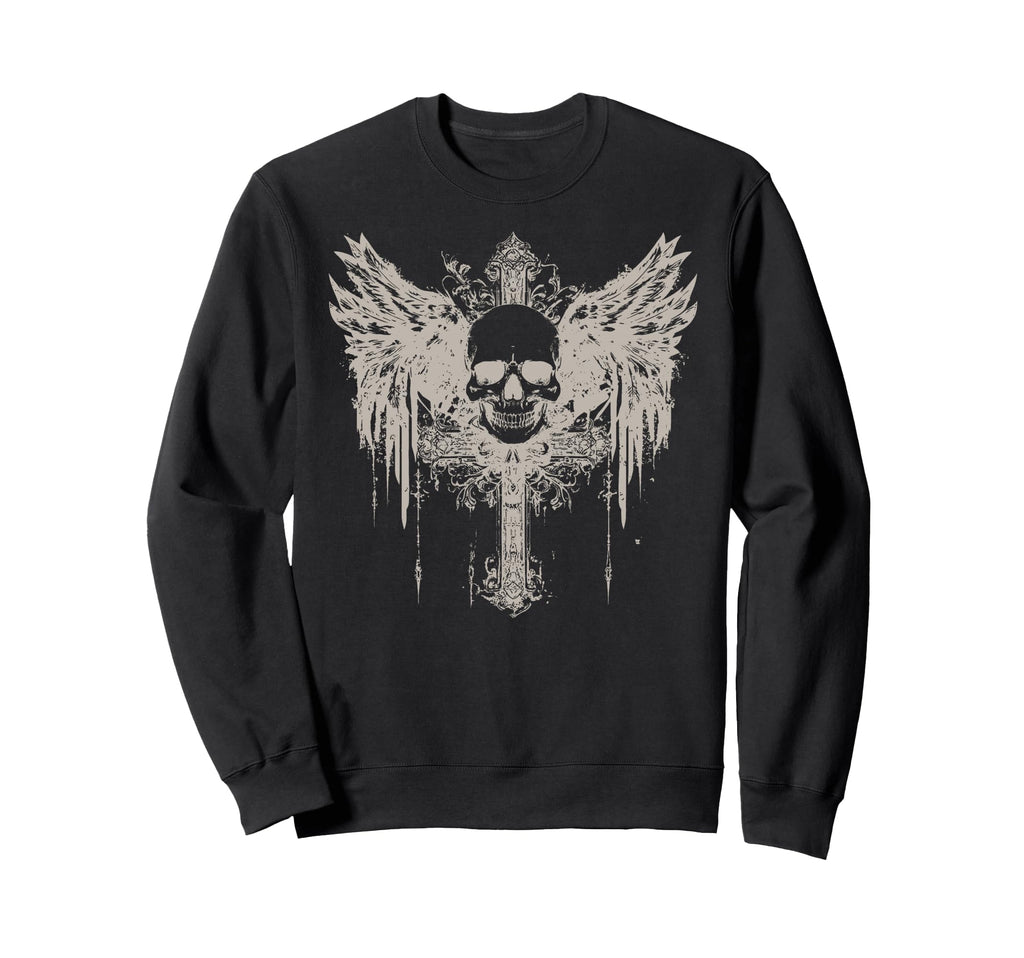 Skull Cross Y2K Grunge Aesthetic Sweatshirt - Minimalist Print Men Women - T-Shirt, Sweatshirt, Hoodie