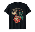 Panther Rose American Traditional T-Shirt - Aesthetic Graphic for Adults - T-Shirt, Sweatshirt, Hoodie
