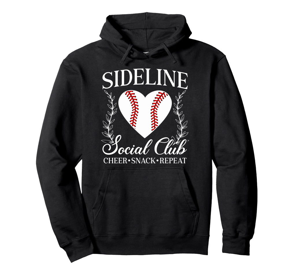 Sideline Social Club Baseball Mom Hoodie - Aesthetic Graphic for Adults - T-Shirt, Sweatshirt, Hoodie