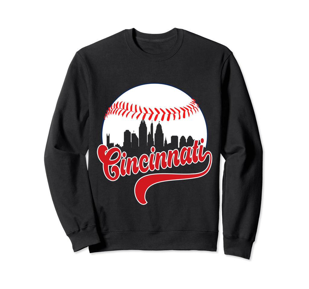 Groovy Skyline Cincinnati Baseball Sweatshirt - Graphic Print Men Women - T-Shirt, Sweatshirt, Hoodie