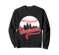 Groovy Skyline Cincinnati Baseball Sweatshirt - Graphic Print Men Women - T-Shirt, Sweatshirt, Hoodie