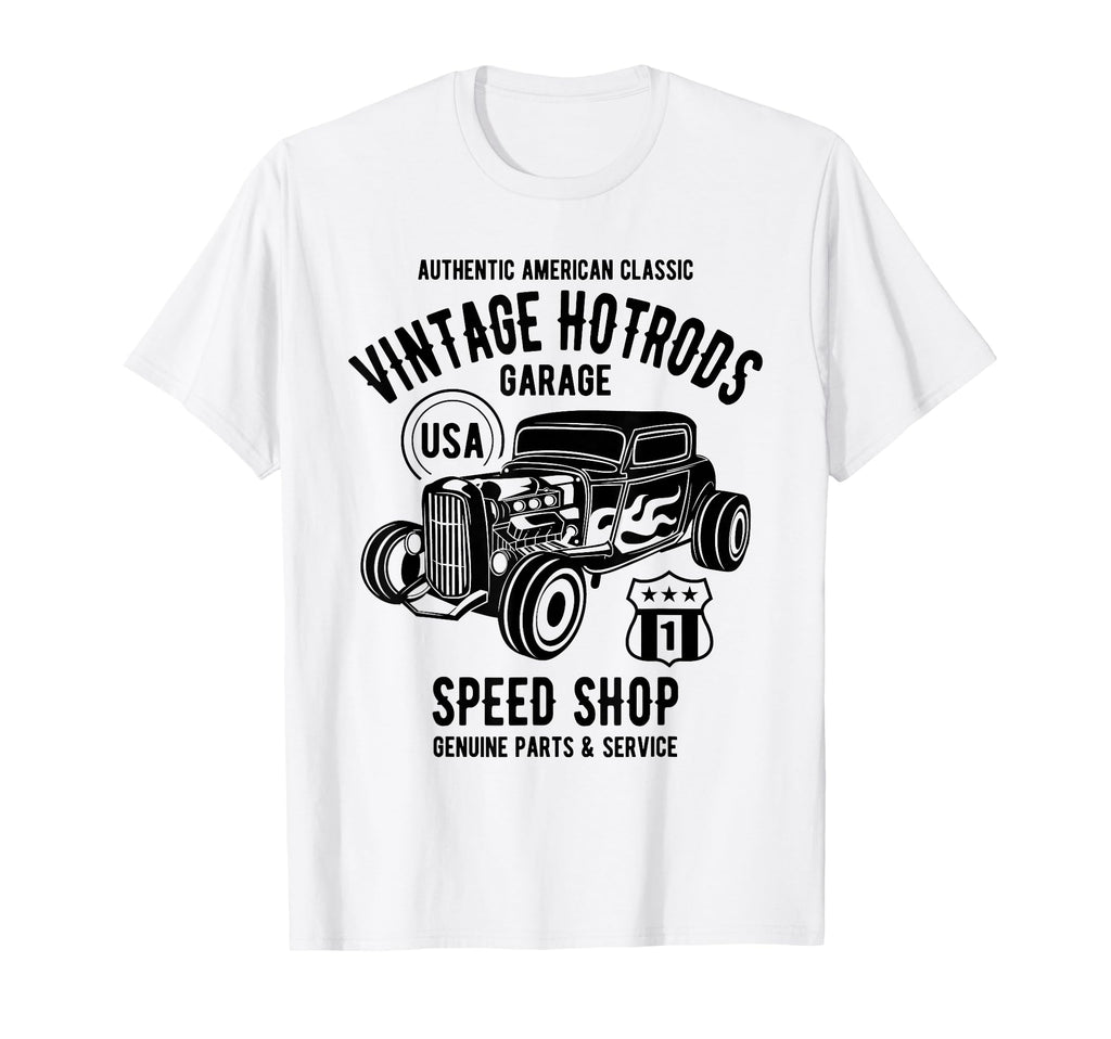 Speed Shop Hotrod Car Distressed T-Shirt - Fun Novelty Design Unisex - T-Shirt, Sweatshirt, Hoodie