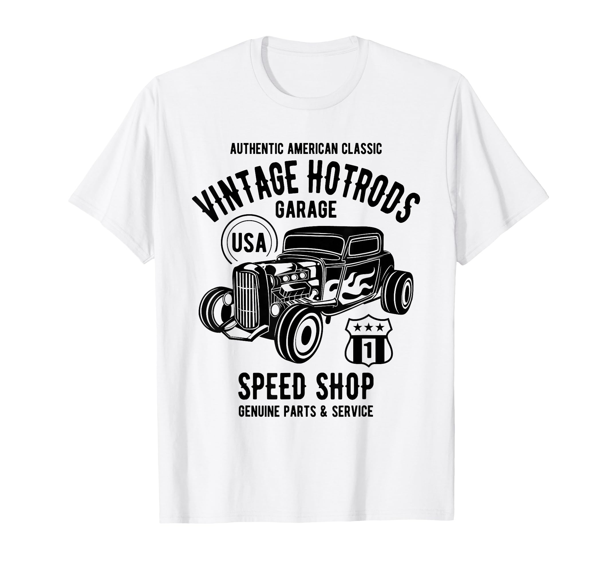 Speed Shop Hotrod Car Distressed T-Shirt - Fun Novelty Design Unisex - T-Shirt, Sweatshirt, Hoodie