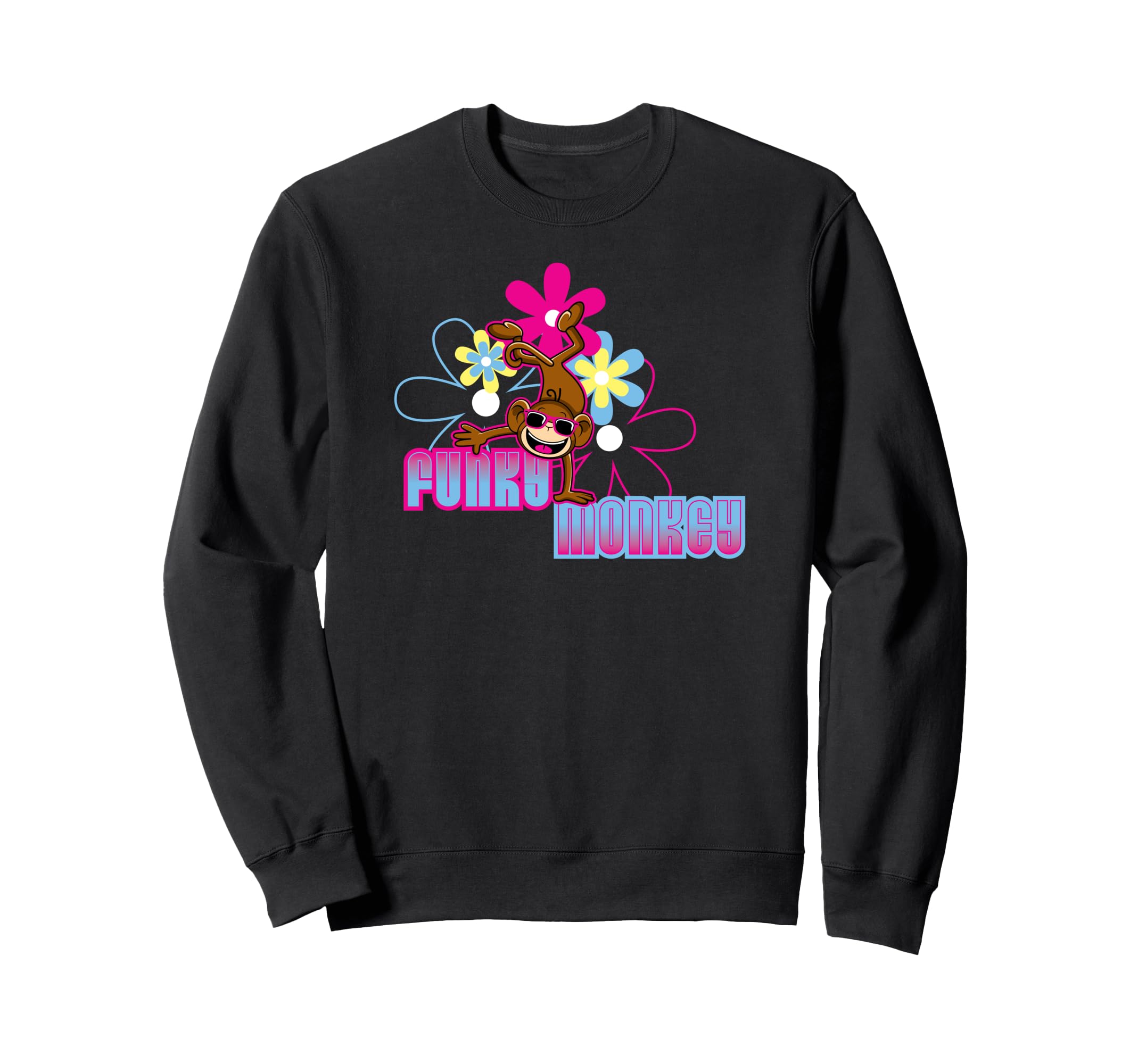 Funky Monkey Groovy Vibes Flower Power Sweatshirt - Unique Graphic Unisex - T-Shirt, Sweatshirt, Hoodie