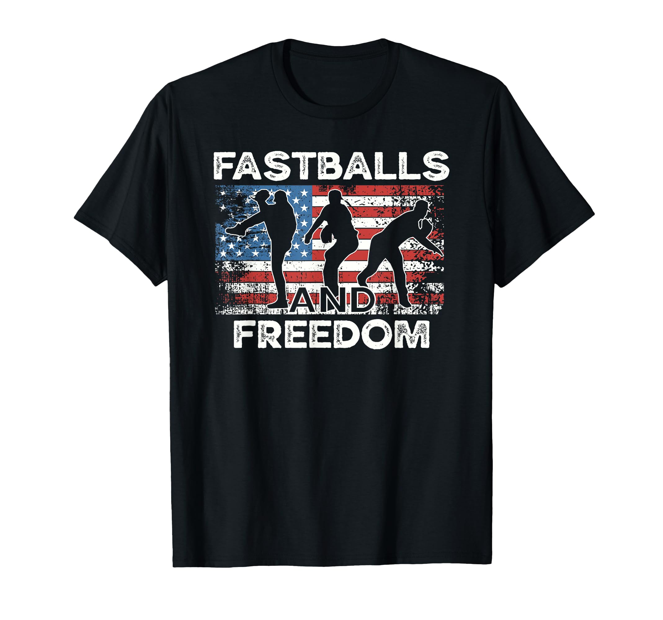 Fastballs And Freedom Patriotic 4Th July T-Shirt - Graphic Print Unisex - T-Shirt, Sweatshirt, Hoodie