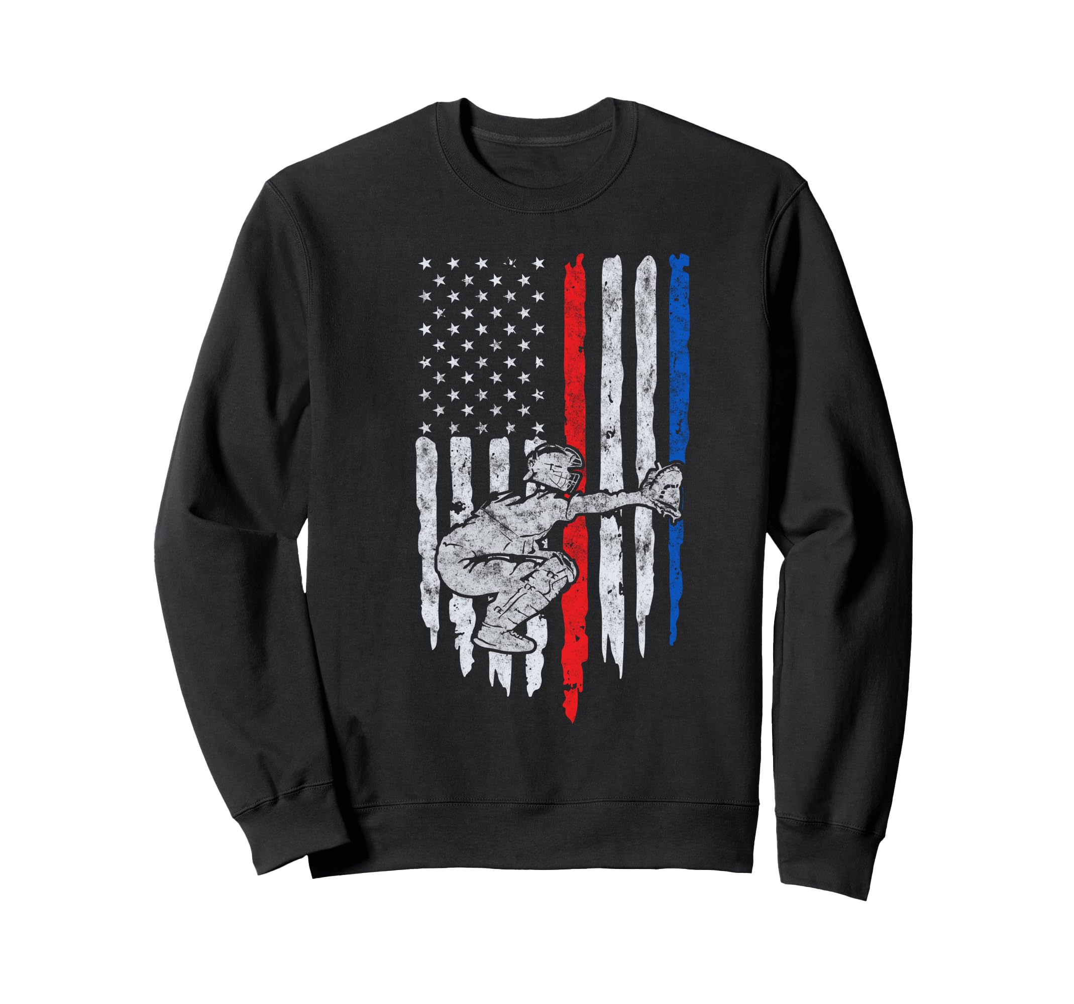 Baseball Us Flag Baseball Dad Sweatshirt - Aesthetic Graphic for Adults - T-Shirt, Sweatshirt, Hoodie