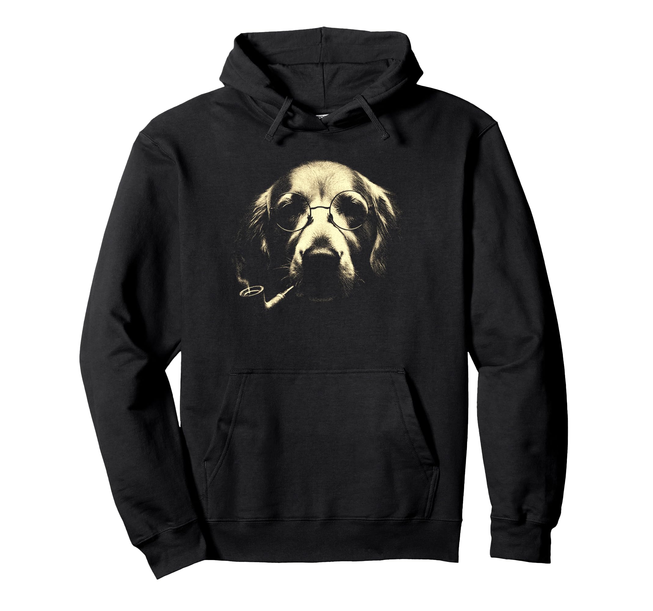 Golden Retriever Glasses Smoking Pipe Hoodie - Unique Graphic Unisex - T-Shirt, Sweatshirt, Hoodie