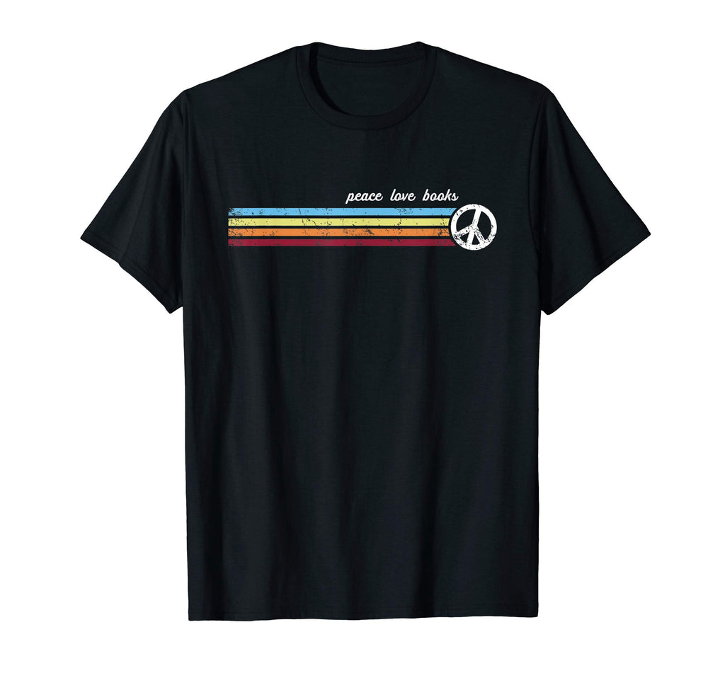 Stripes Peace Love Books T-Shirt - Fun Novelty Design for Adults - T-Shirt, Sweatshirt, Hoodie