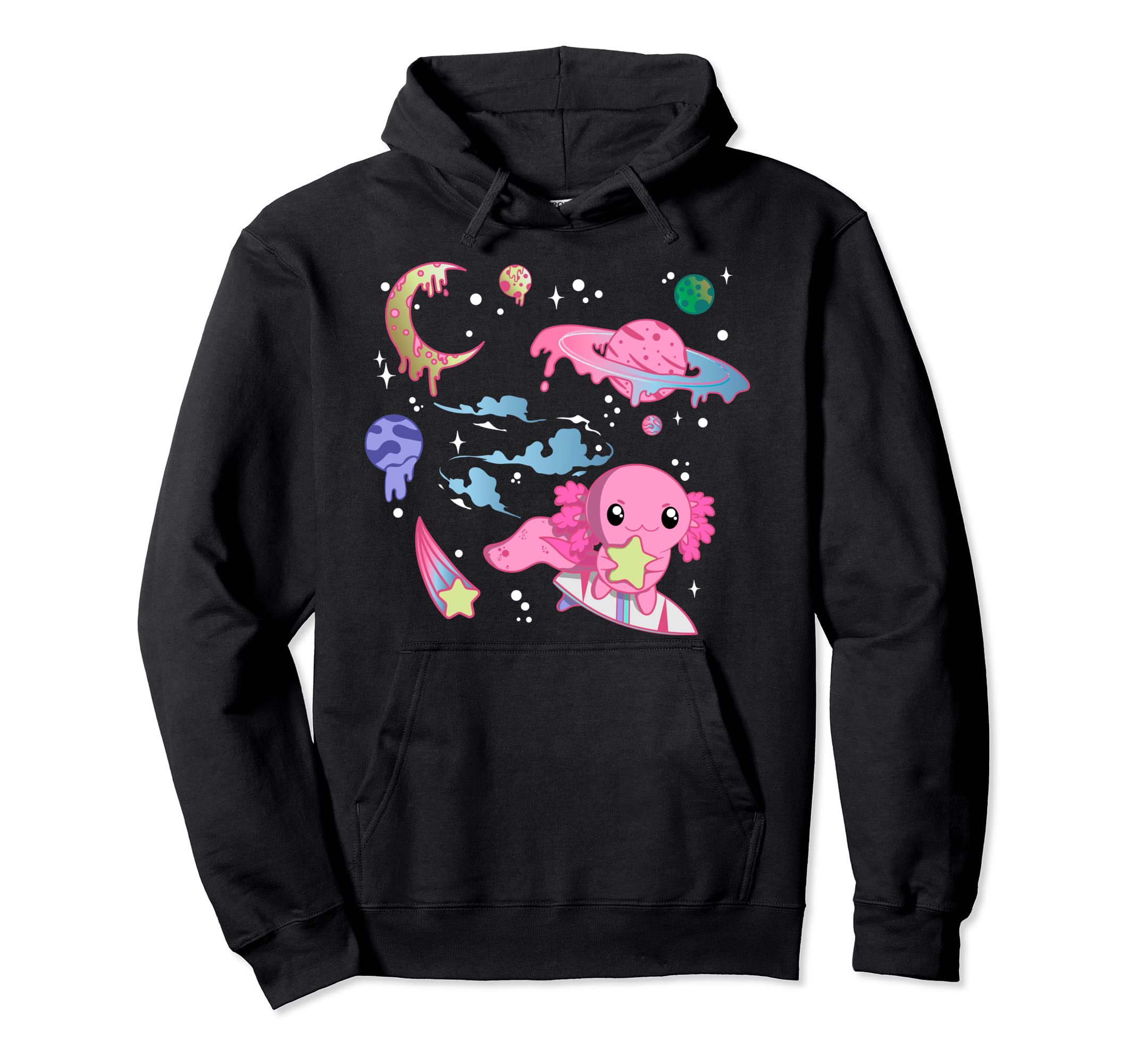 Axolotl Space Pastel Goth Aesthetic Hoodie - Graphic Print for Adults - T-Shirt, Sweatshirt, Hoodie