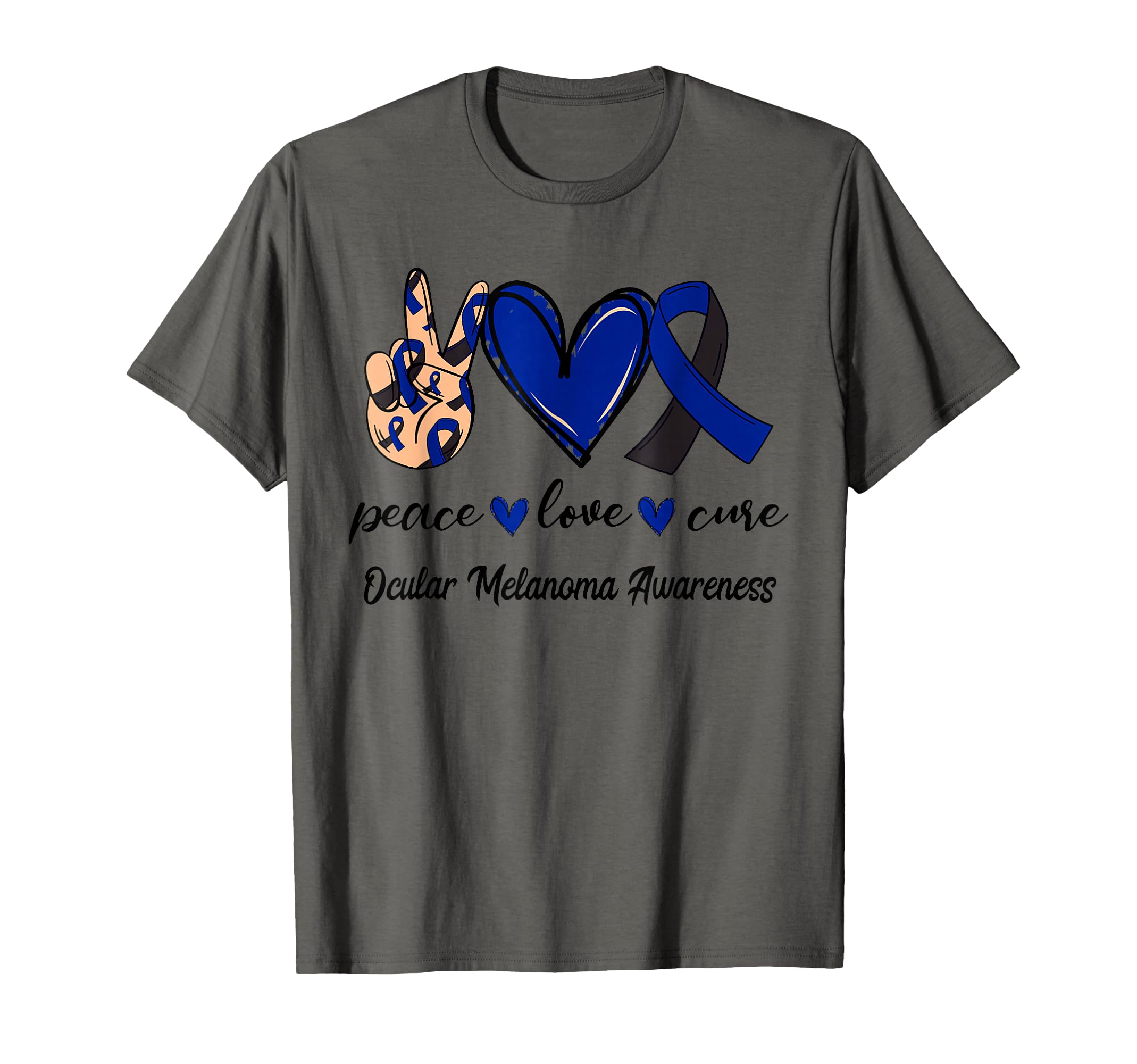 Peace Love Cure Ocular Melanoma Black T-Shirt - Streetwear Style Men Women - T-Shirt, Sweatshirt, Hoodie