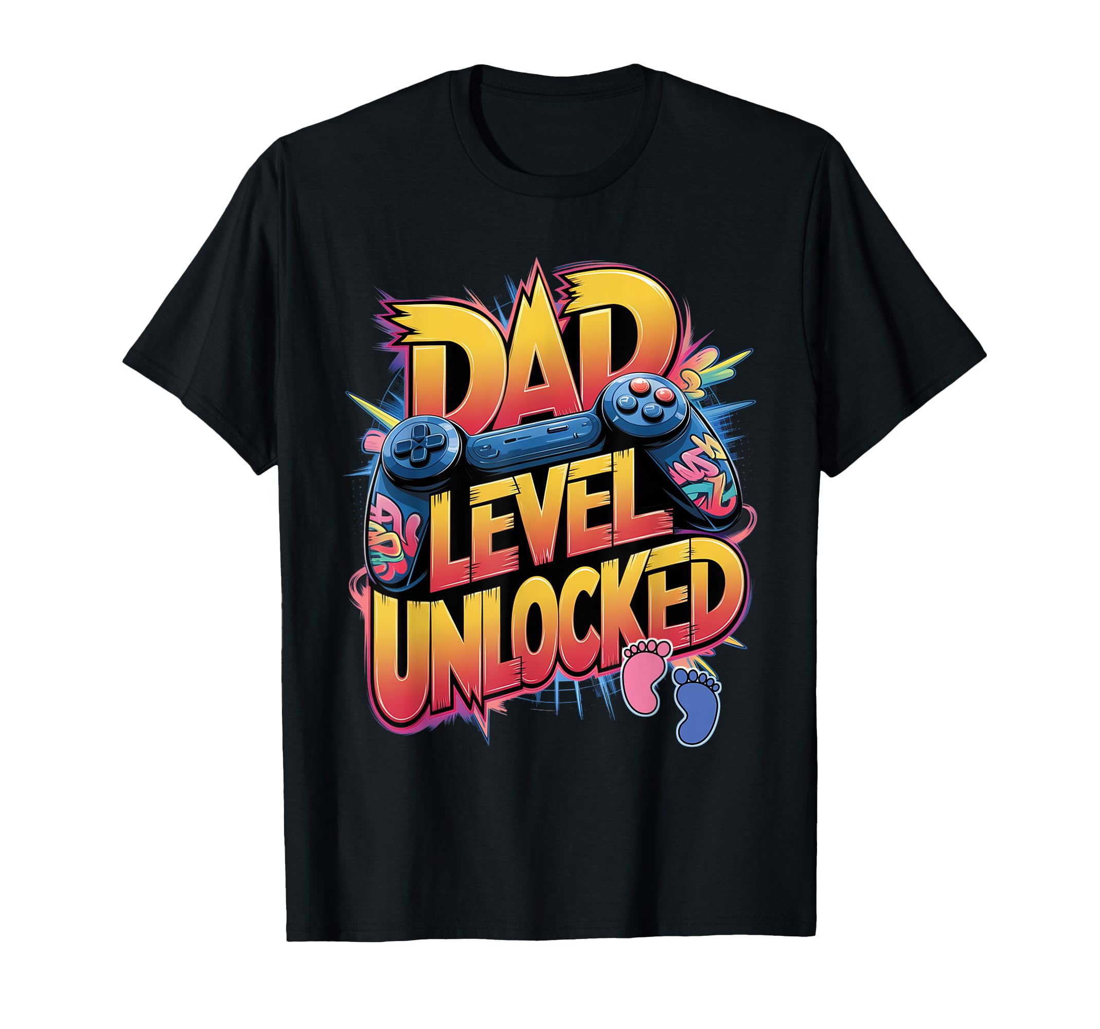 Dad Level Unlocked New Dad Video T-Shirt - Fun Novelty Design Men Women - T-Shirt, Sweatshirt, Hoodie
