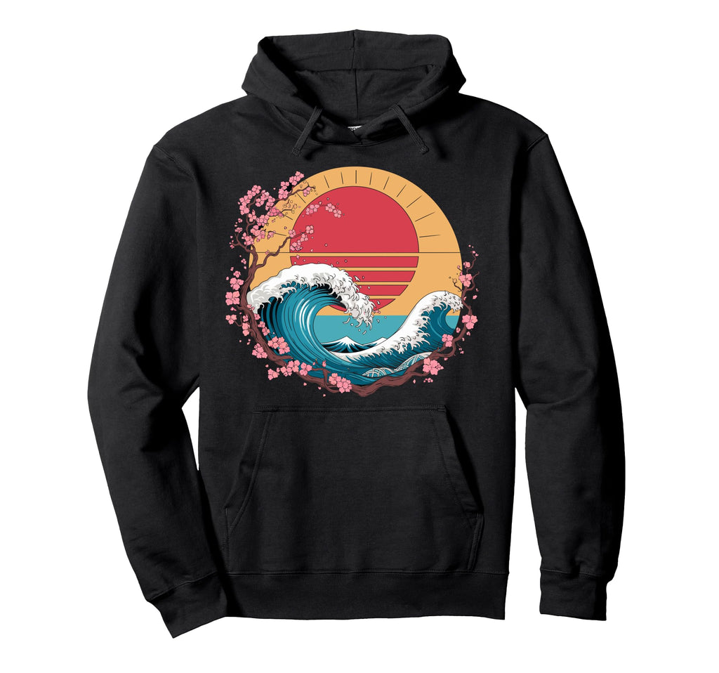 Big Wave Vaporwave Aesthetic 80S Hoodie - Aesthetic Graphic for Adults - T-Shirt, Sweatshirt, Hoodie