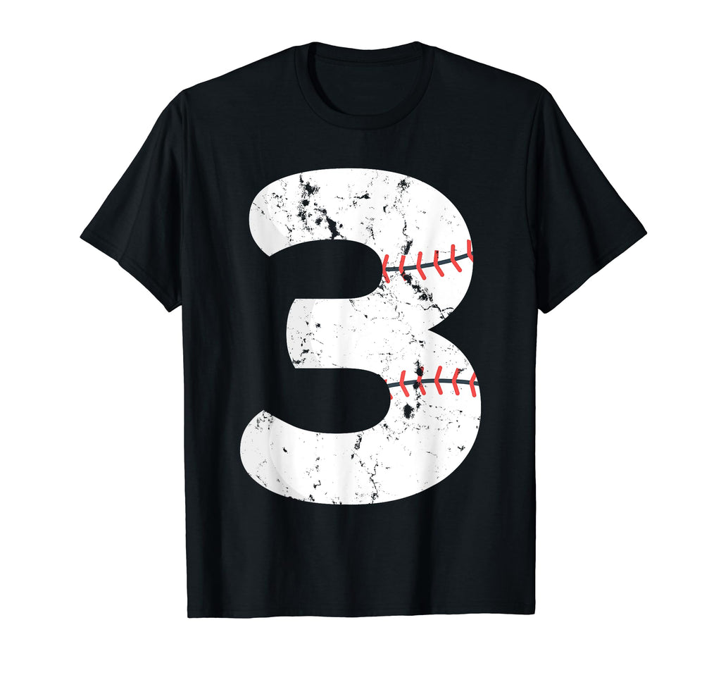 Number 3 Baseball Distressed Team T-Shirt - Trendy Graphic Men Women - T-Shirt, Sweatshirt, Hoodie