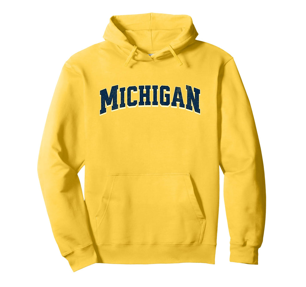 Michigan Throwback Varsity Hoodie - Custom Art Print for Adults - T-Shirt, Sweatshirt, Hoodie