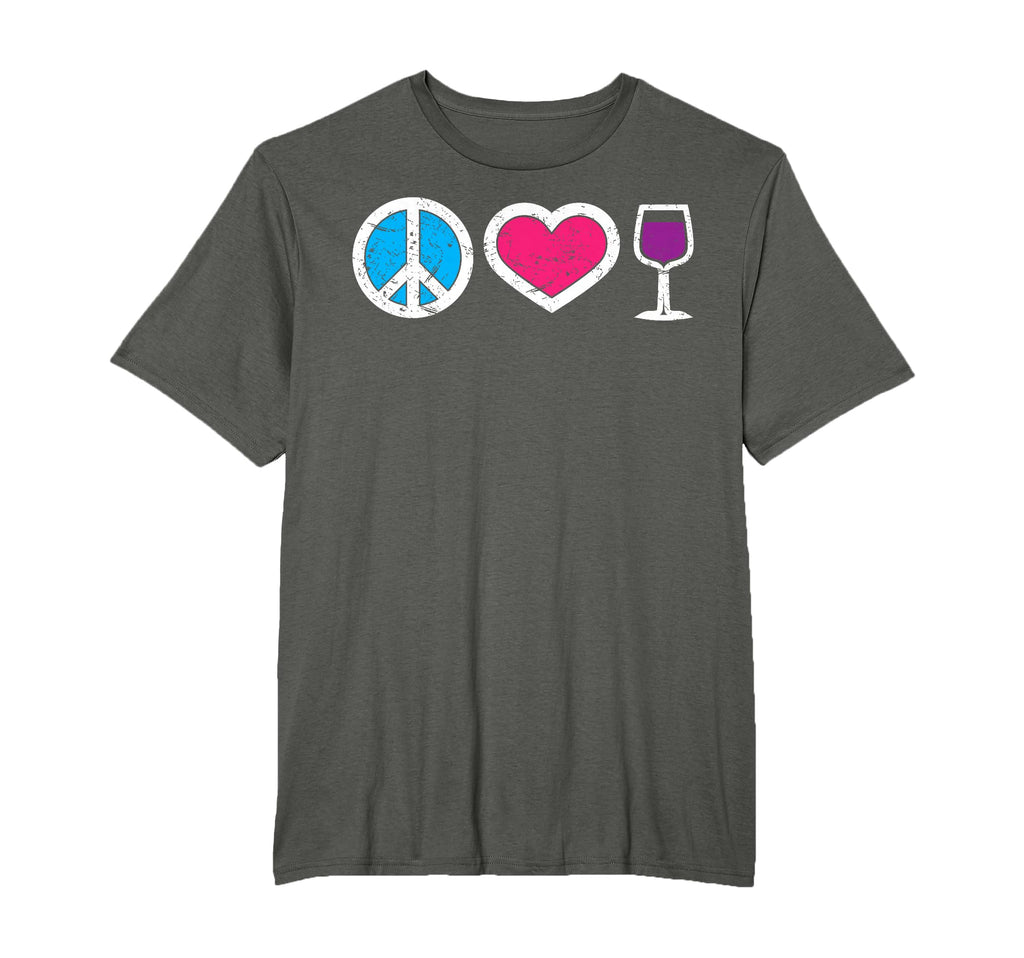 Peace Sign Love Heart And Wine Wine T-Shirt - Graphic Print for Adults - T-Shirt, Sweatshirt, Hoodie