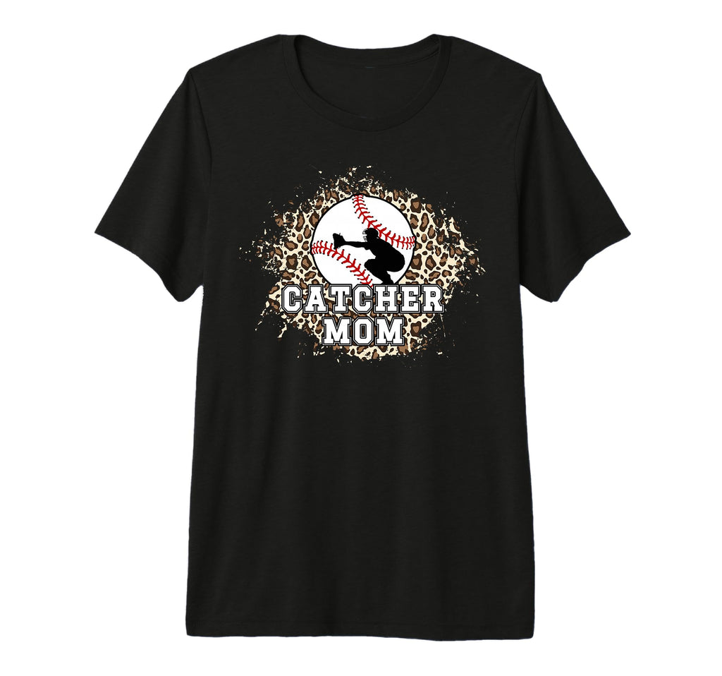 Baseball Catcher Mom Leopard Mom T-Shirt - Casual Everyday Wear Men Women - T-Shirt, Sweatshirt, Hoodie