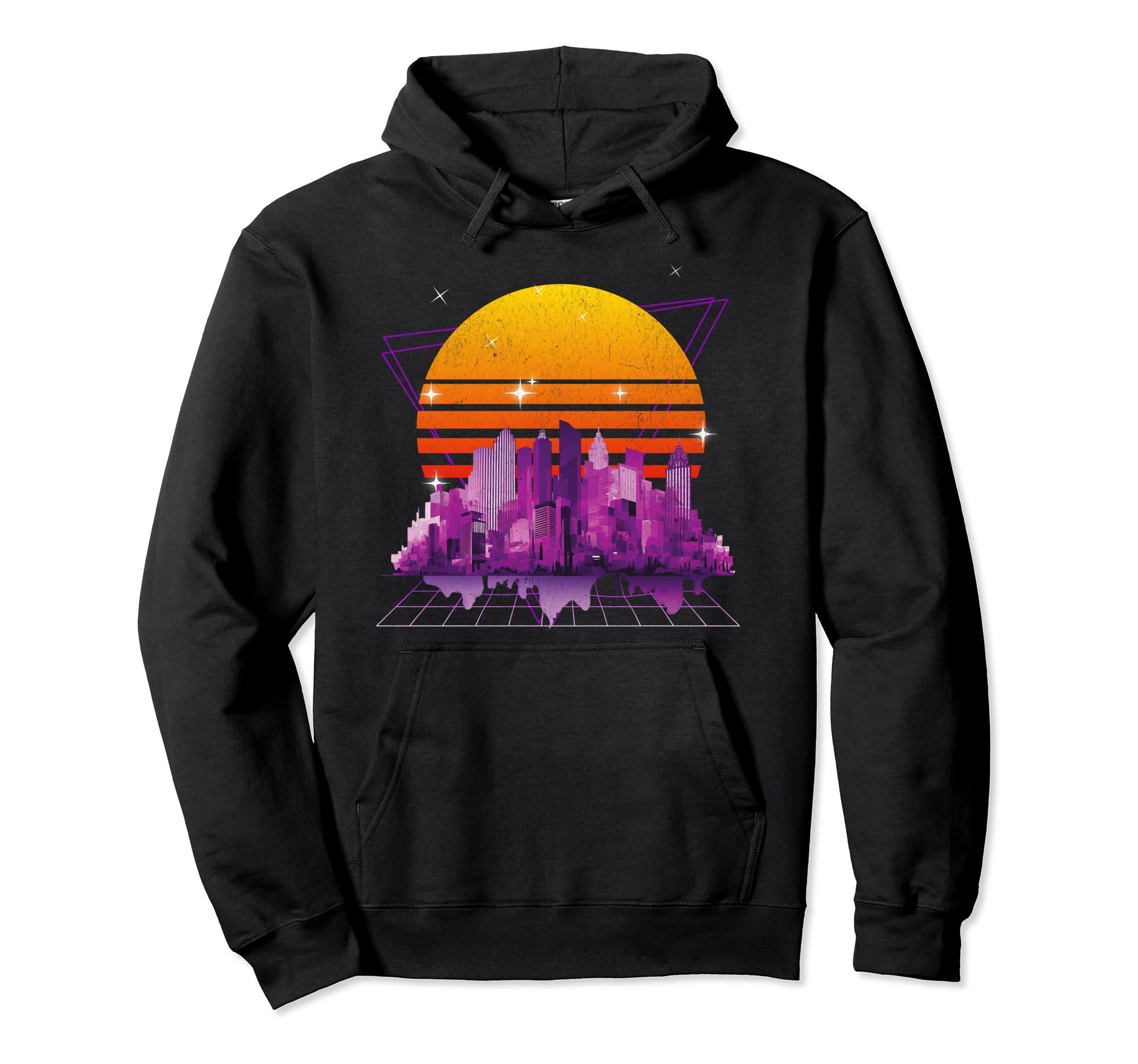 Synthwave Vaporwave Sunset City Aesthetic Hoodie - Minimalist Print Unisex - T-Shirt, Sweatshirt, Hoodie