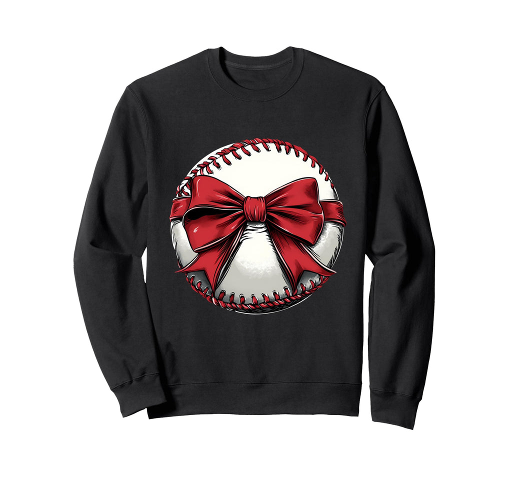 Baseball Coquette Bow Baseball Mom Sweatshirt - Minimalist Print for Adults - T-Shirt, Sweatshirt, Hoodie