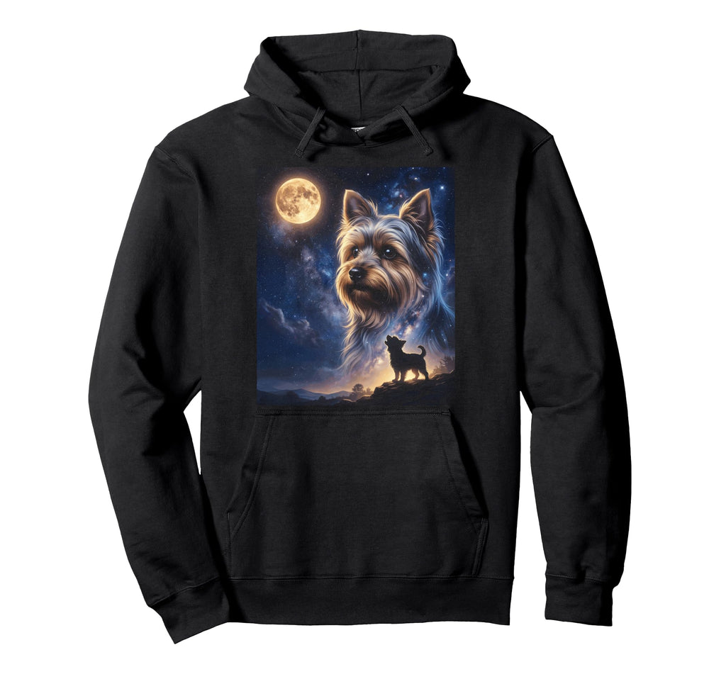 Celestial Yorkie Terrier Full Moon Hoodie - Trendy Graphic for Adults - T-Shirt, Sweatshirt, Hoodie