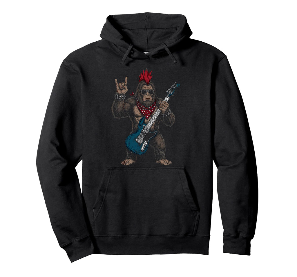 Funny Bigfoot Playing Guitar Usa Hoodie - Custom Art Print Men Women - T-Shirt, Sweatshirt, Hoodie