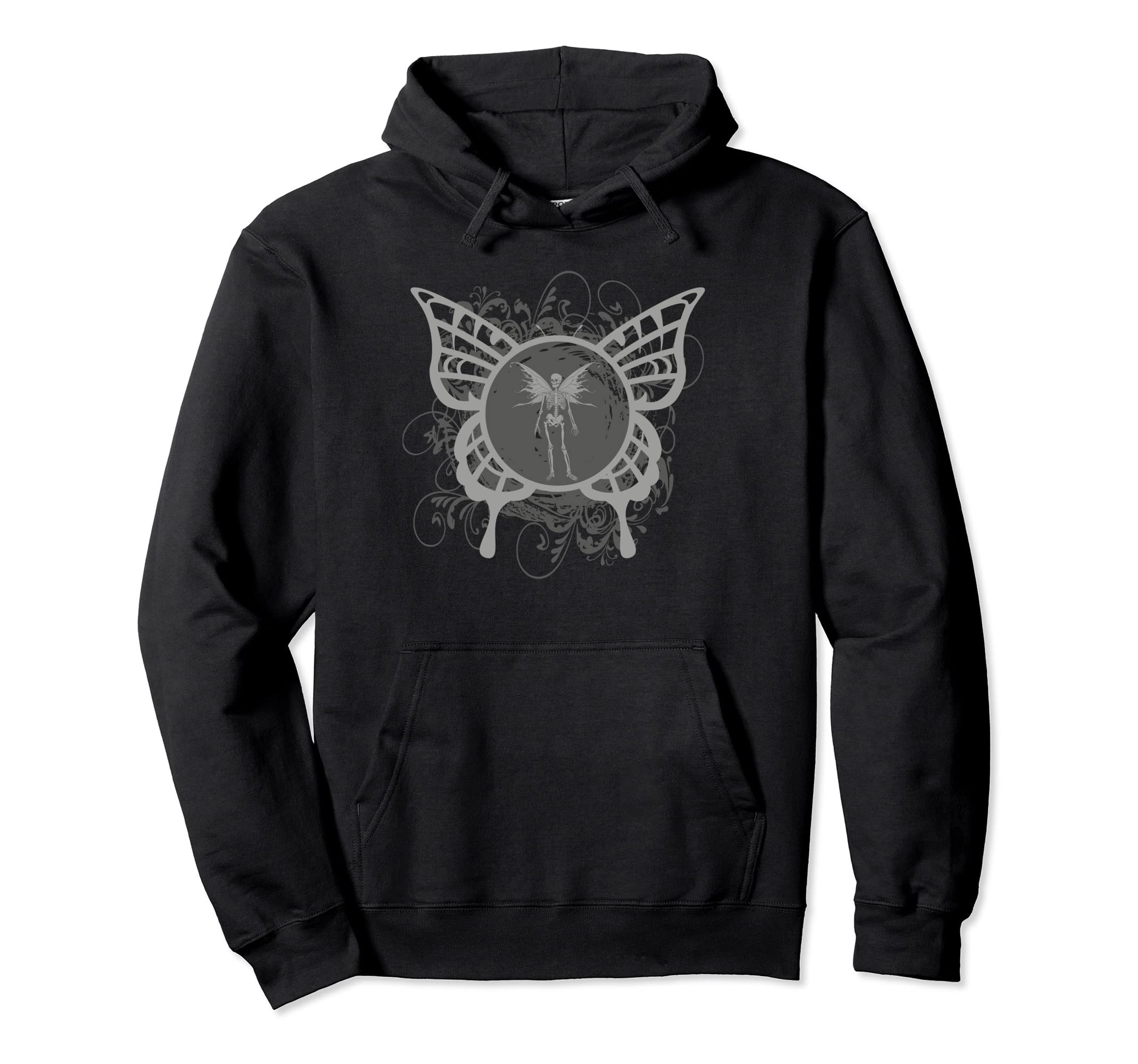Aesthetic Y2K Fairy Wings Skeleton Alt Grunge Hoodie - Graphic Print Unisex - T-Shirt, Sweatshirt, Hoodie