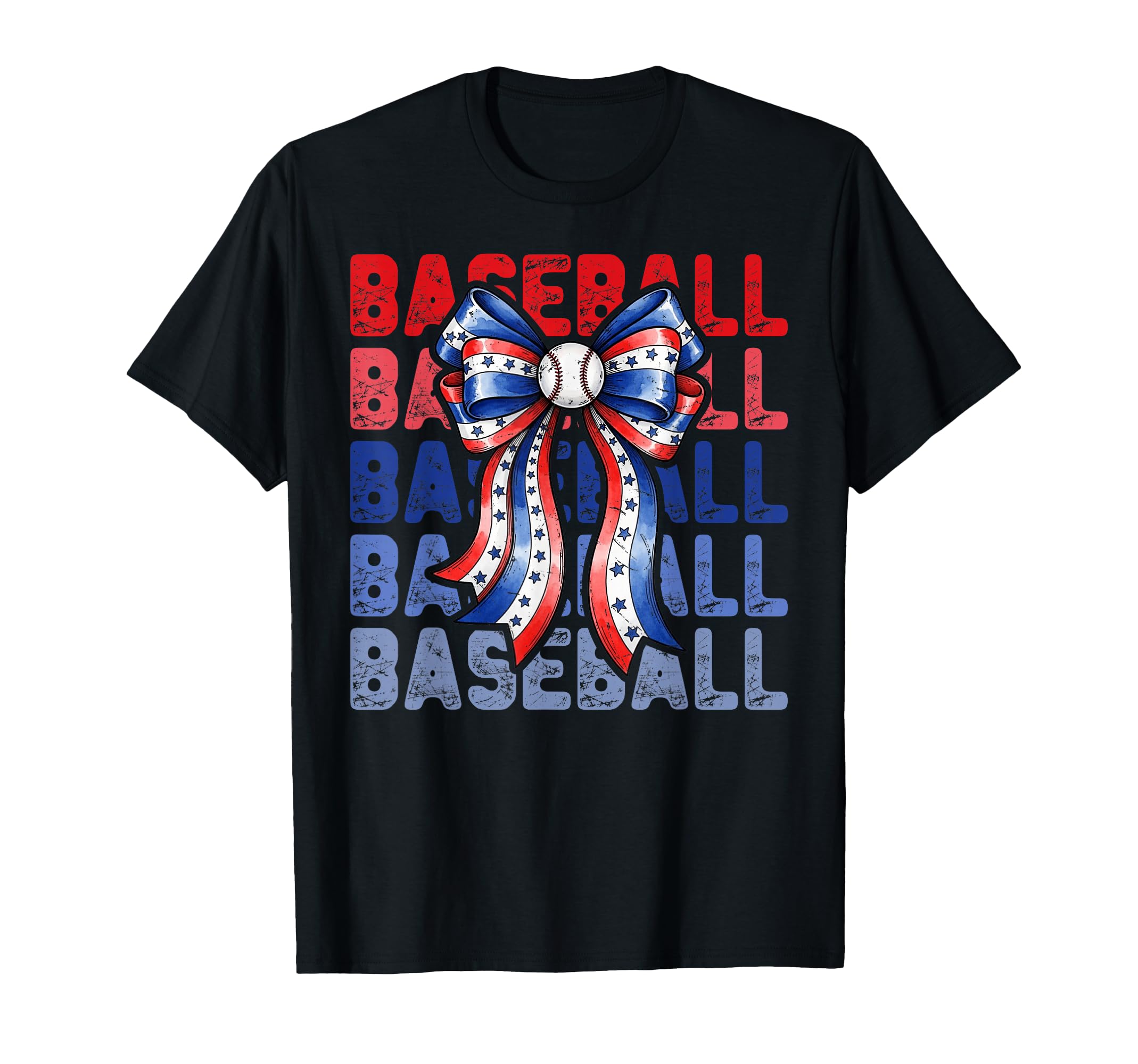 Baseball Patriotic Usa Flag Bow Softball T-Shirt - Streetwear Style Unisex - T-Shirt, Sweatshirt, Hoodie