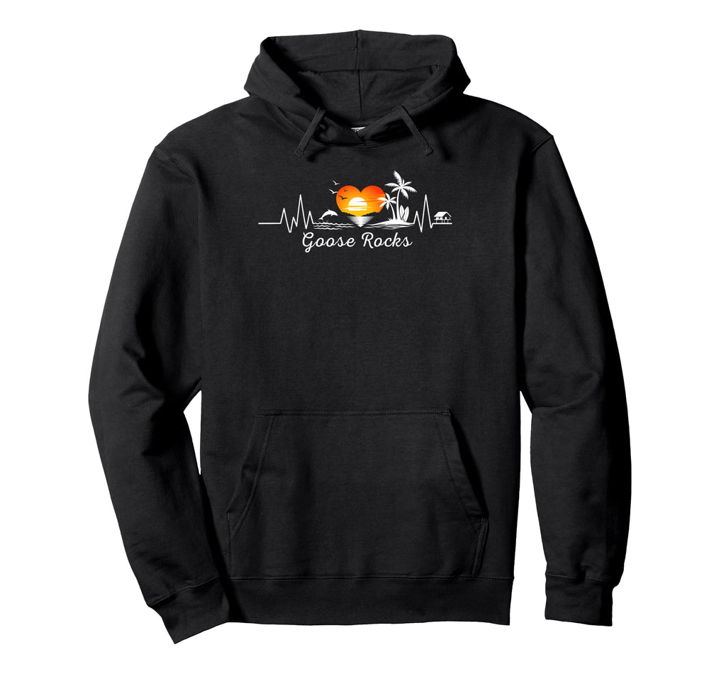 Tropical Palm Trees Heartbeat Goose Hoodie - Aesthetic Graphic Men Women - T-Shirt, Sweatshirt, Hoodie