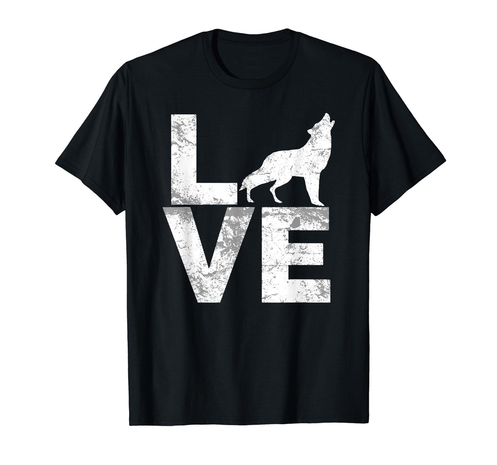 I Love Wolves Lone Wolf Distressed T-Shirt - Novelty Apparel for Adults - T-Shirt, Sweatshirt, Hoodie