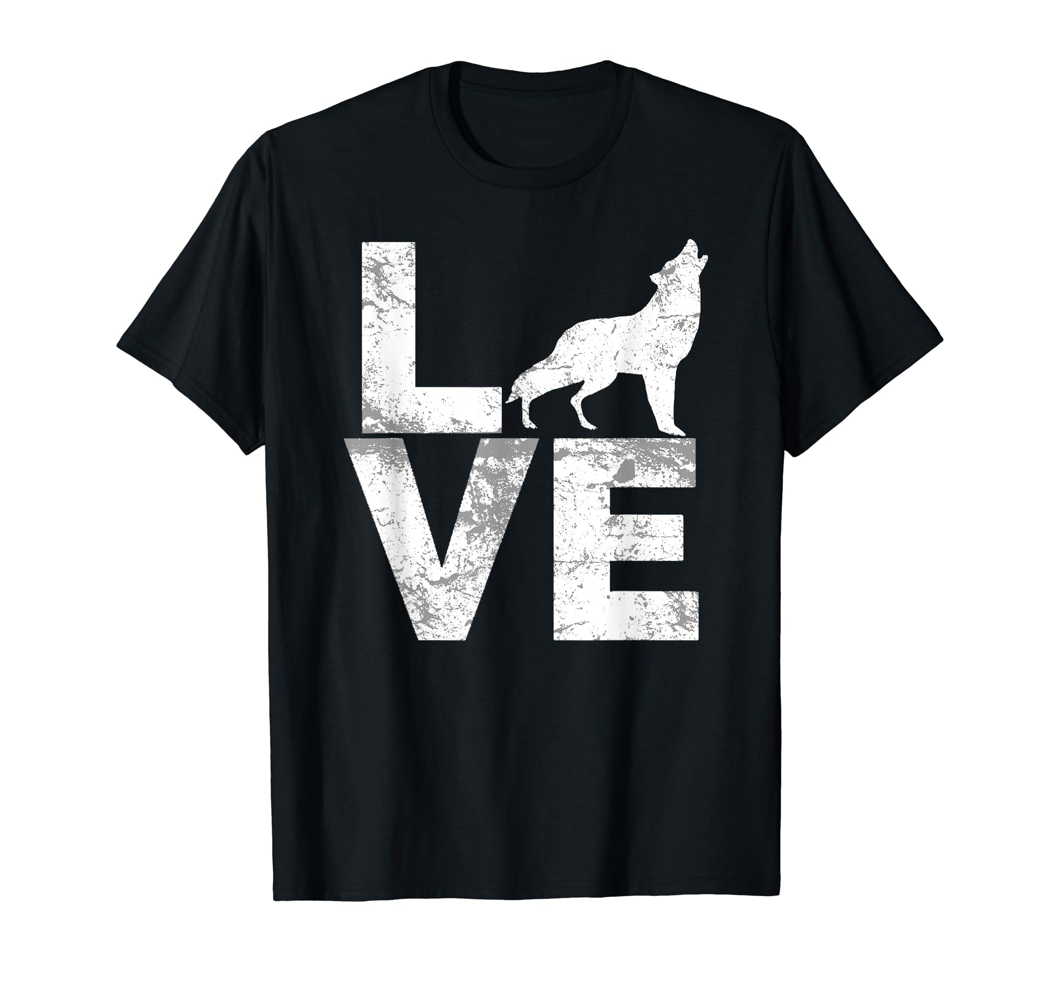 I Love Wolves Lone Wolf Distressed T-Shirt - Novelty Apparel for Adults - T-Shirt, Sweatshirt, Hoodie