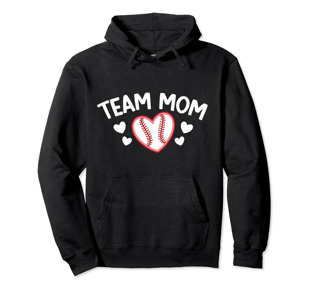 Team Mom Heart Baseball Team Mom Hoodie - Minimalist Print Men Women - T-Shirt, Sweatshirt, Hoodie