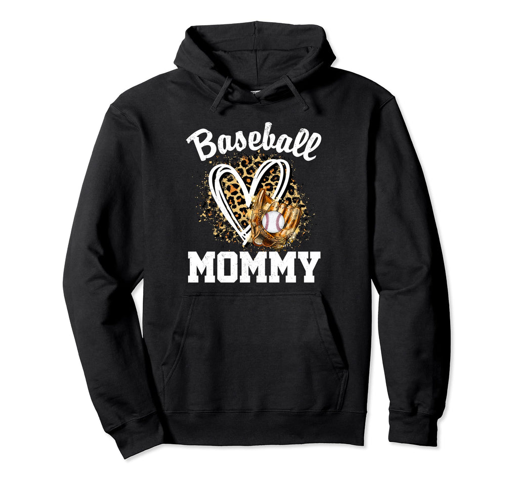 Baseball Mommy Leopard Heart Matching Hoodie - Unique Graphic for Adults - T-Shirt, Sweatshirt, Hoodie