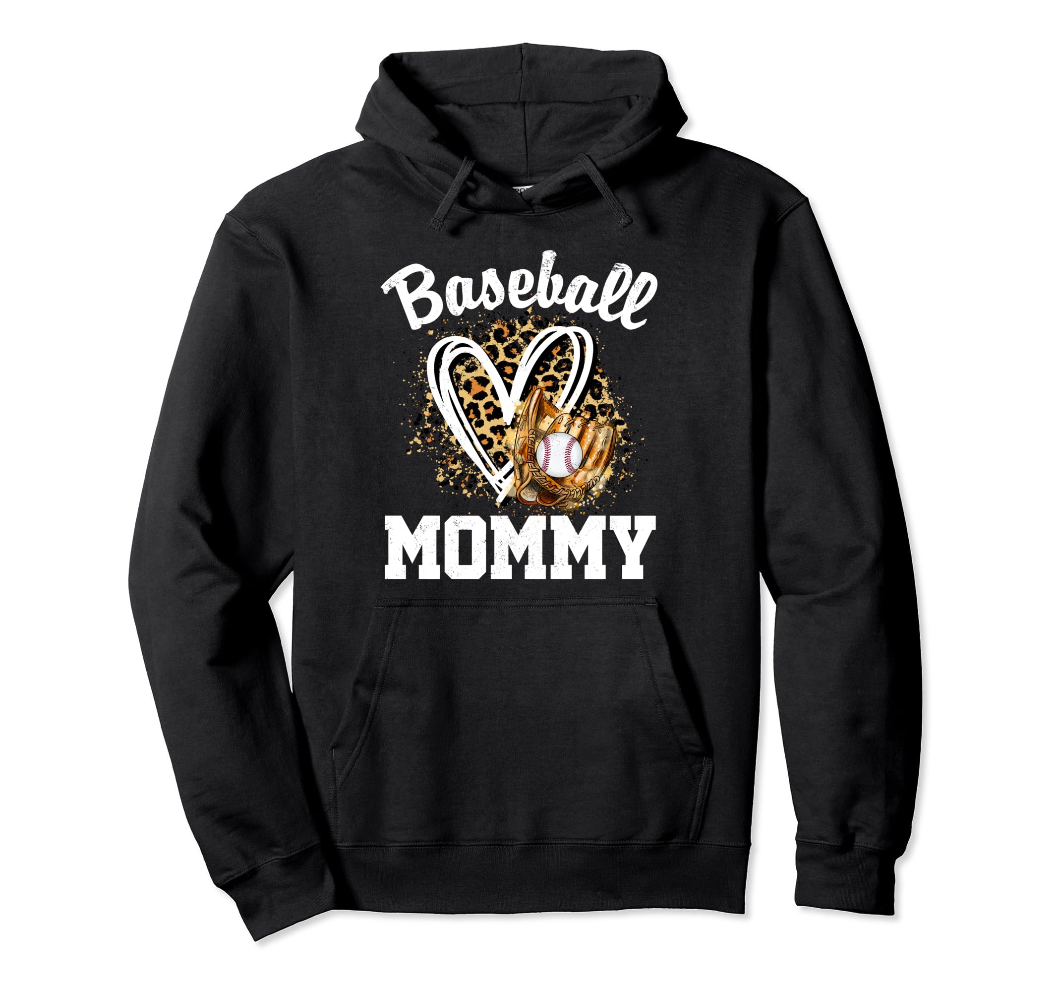 Baseball Mommy Leopard Heart Matching Hoodie - Unique Graphic for Adults - T-Shirt, Sweatshirt, Hoodie