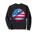 Baseball American Flag Usa Patriotic Sweatshirt - Unique Graphic Unisex - T-Shirt, Sweatshirt, Hoodie